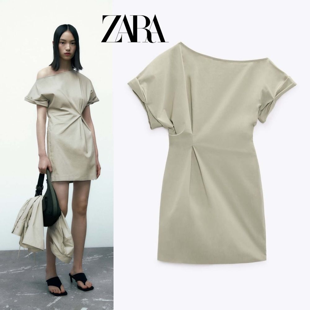 ZARA PLEATED ASYMMETRIC DRESS
